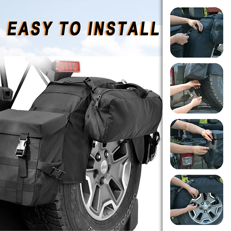 Rear Spare Tire Trash Bag Outdoors Tool Kit Stowing Spare Tire Bag For Jeep Wrangler JK TJ YJ 2007-2017 Exterior Accessories