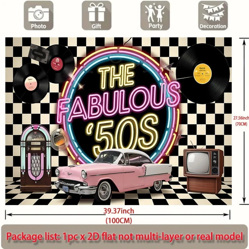 Retro 1950s Pop Art Wall Tapestry Vintage Diner Decor Mural Jukebox Music Poster Neon Lights Classic Car Rockabilly StyleRevival