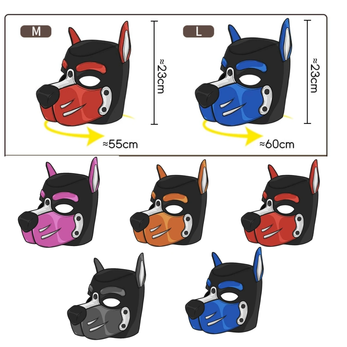 Unisex Full Face Sponge Dog Headgear Latex Masquerade Costume Hood Sexy Puppy Play Accessory for Halloween Couple Party Game