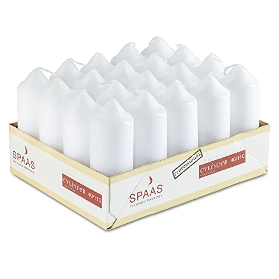 SPAAS White Pillar Candles - 20 Pack 1.5x4 Inch Bulk, Dripless Dinner Candles Unscented for Home Decor, Memorial, Vigil, Partie