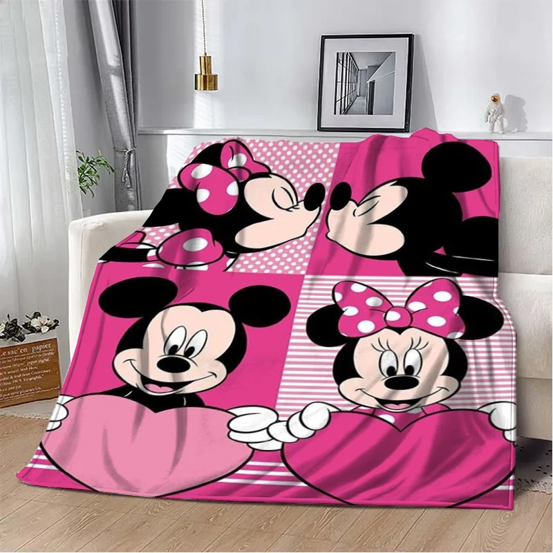 

Cute Mickey Minnie Love Throw Blanket Sofa Warm Soft Plush Nap Blankets for Bed Living Room Bedroom Home Travel Picnic Kid Gifts