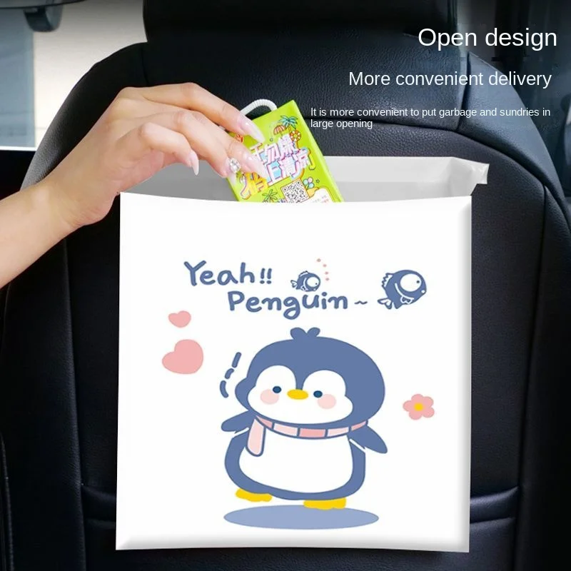 120Pcs Adhesive Garbage Bag Student Classroom Desk Convenient Adhesive Garbage Bag Cartoon Car Can Be Sealed