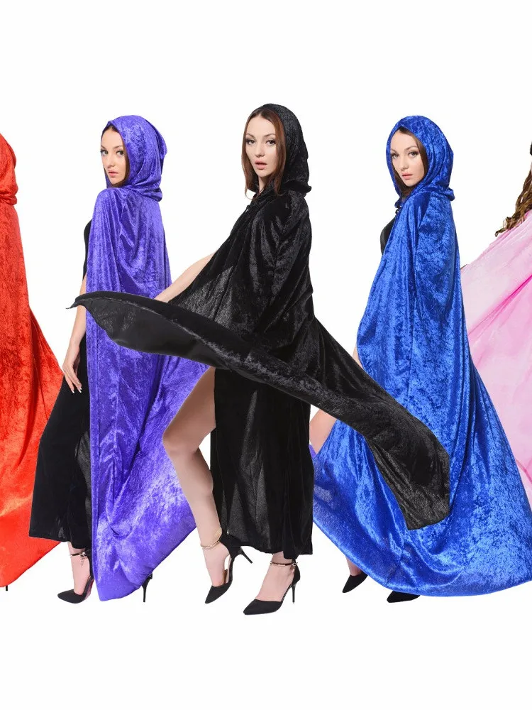 

Хэллоуин Волшебник плащ с капюшоном Magic Role-plang awl сцена аниме Reali ow со шляпой длинная версия женский этнический костюм