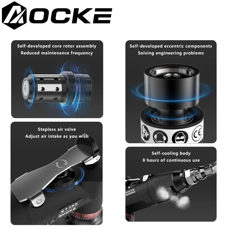 AOCKE Mini Air Angle Die Grinder 90 Degree Mini Professional Engraving Machine Set High Speed ​​Pneumatic Grinder Polishing Tool