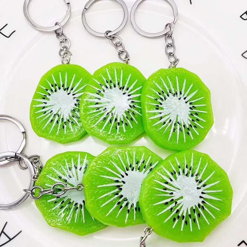 3D Kawaii Acrylic Kiwi Fruit Keychain Charms For DIY Decoration Bag Key Chain Creative Jewelry Making DIY Keyring Toys Fashion