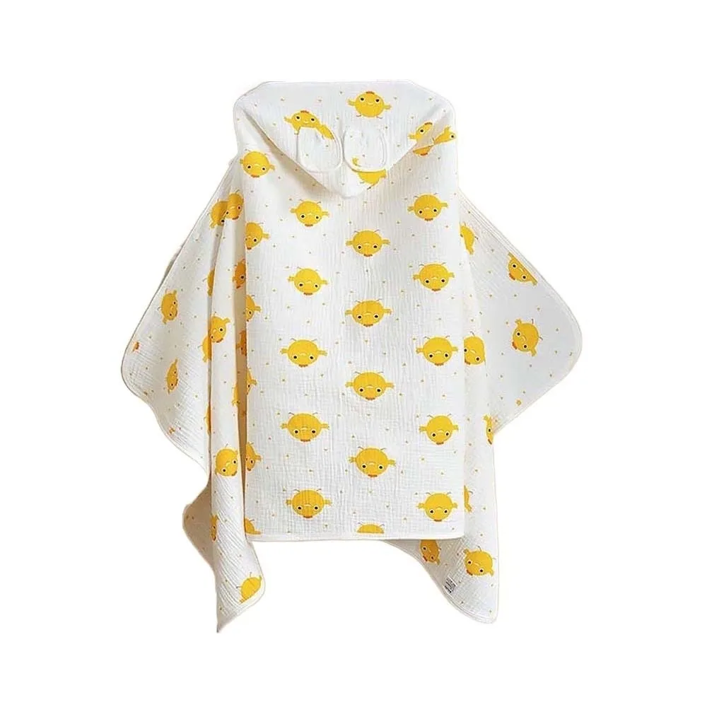 

Large Cute Baby Hooded Cape Towels Cartoon Printed Soft Gauze Blanket Wrap Absorbent Thickened Bathrobe Infant