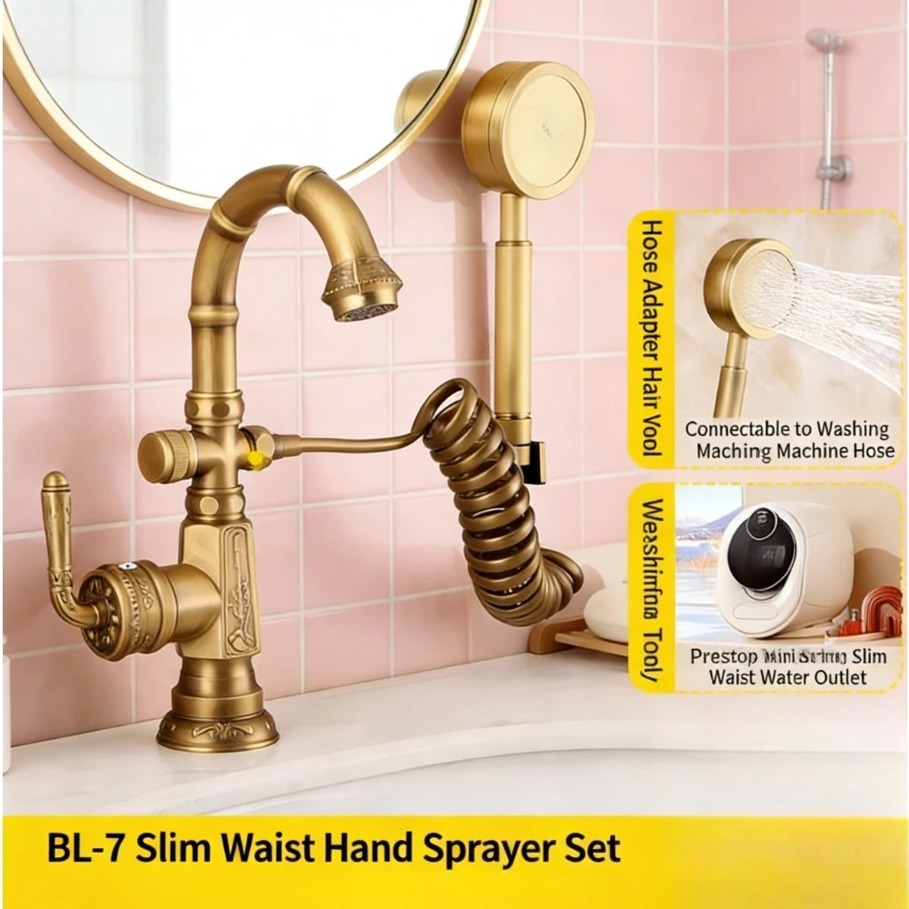 

Антикварный французский латунный смеситель для раковины (горячая/холодная вода), европейский душевой гарнитур для ванной комнаты, устройство для мытья головы