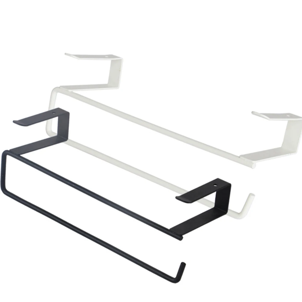 

Wall Mounted Tissue Holder Black Iron Wire Kitchen Cabinet Organizer Paper Towel Hanger Sturdy Space Saving for Under