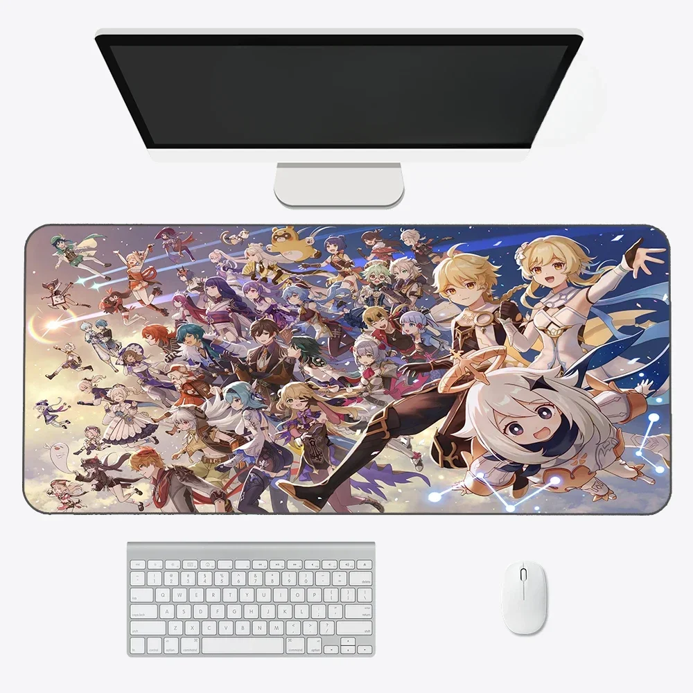 Anime Genshin Character Kawaii Large Size Rubber Anti-slip Mousepads Game Accessorie Computer Laptop Keyboard Desktopmat 40X90cm