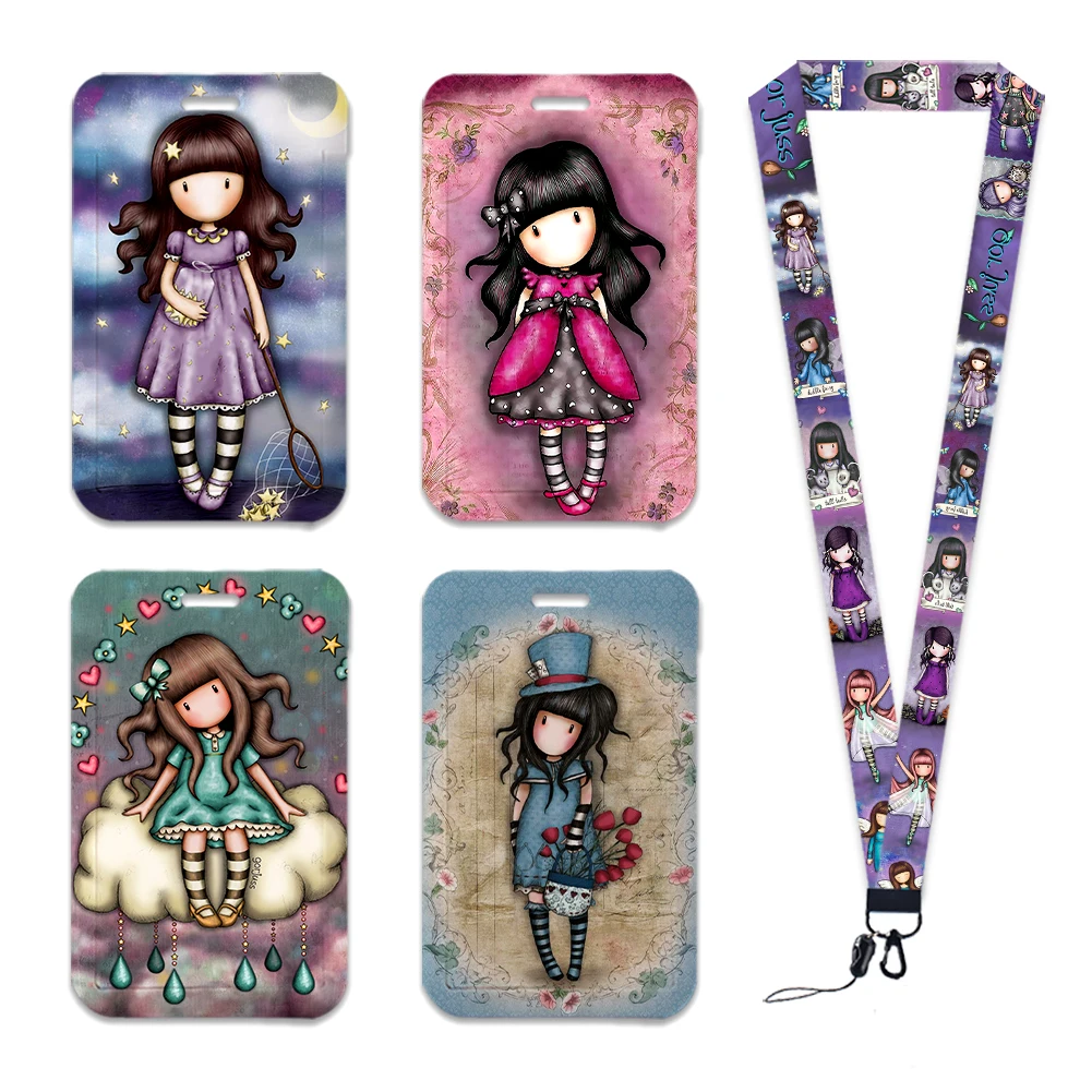 

Cartoon Cute Girls Strap Lanyard Keychain ID Bus Card Cover Student Badge Holder Pass Hang Rope Lariat Gifts Keys Accessories
