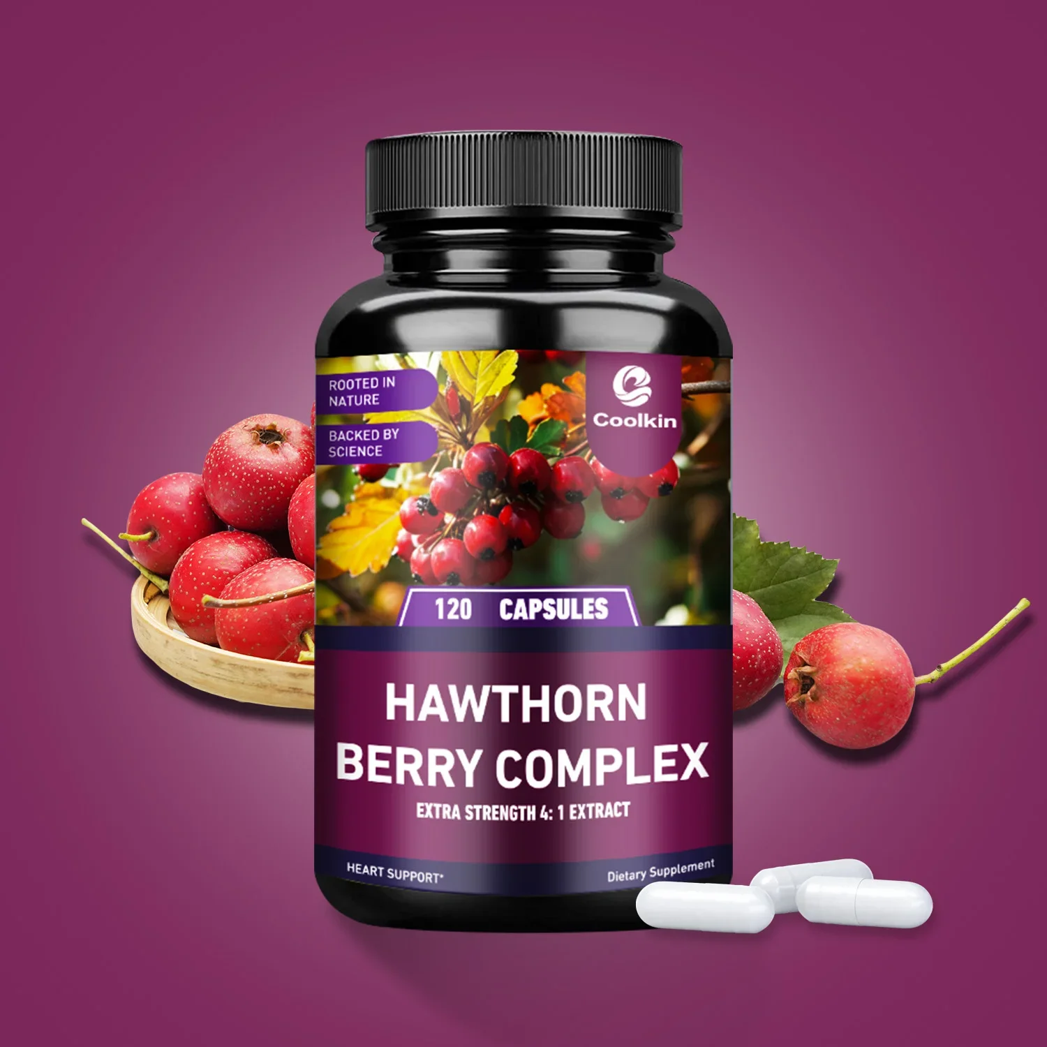 

Hawthorn Extract - Promotes Healthy Blood Circulation, Maintains Normal Blood Pressure Levels, Non-GMO