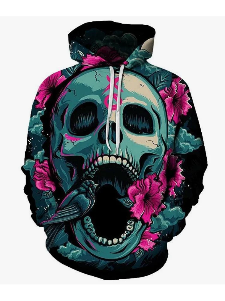 

3D Print Color Skull Graphic Men's Women's Hoodies Autumn Winter Fashion Creative Design Pullover Loose Casual Comfortable Tops