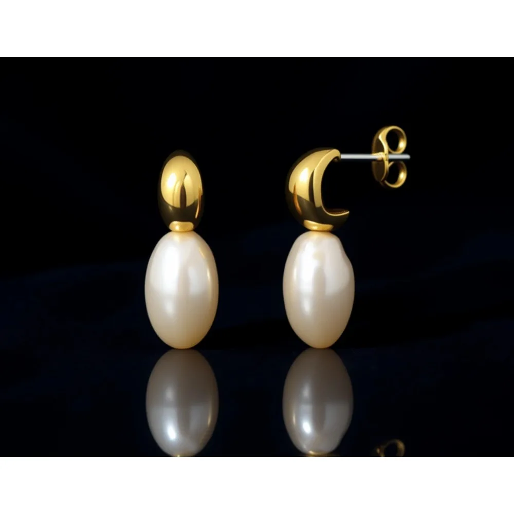 

Серьги-подвески с пресноводным жемчугом, позолоченные 14-каратным золотом или родием, маленькие круглые или барочные, минималистичные украшения