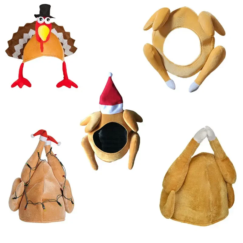 2022 New Thanksgiving Christmas Turkey Leg Hat Turkey Leg Christmas Hat Moving Turkey Hat Dressing Props Funny Stage Dressing