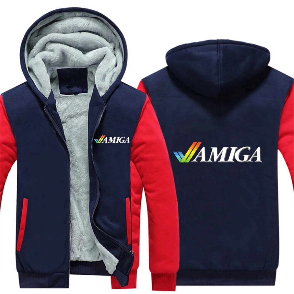 Commodore Amiga 2025 Men's Thicken Autumn Winter Warm Sweatshirt Jackets Fleece Long Sleeve Casual Streetwear Coat