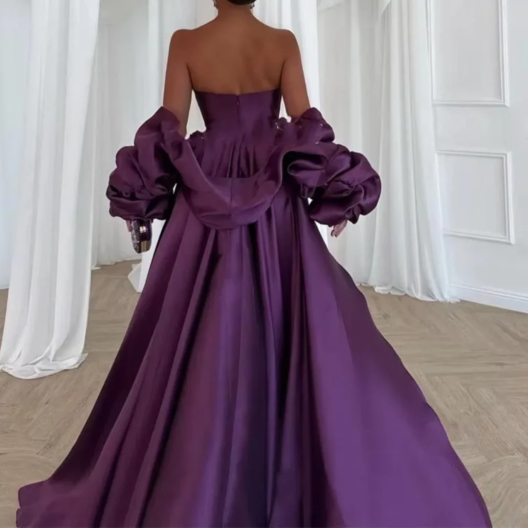 Charmante kralen vloerlengte feestjurk prachtige strapless dames galajurk elegante dames avondjurk met halve mouwen op maat