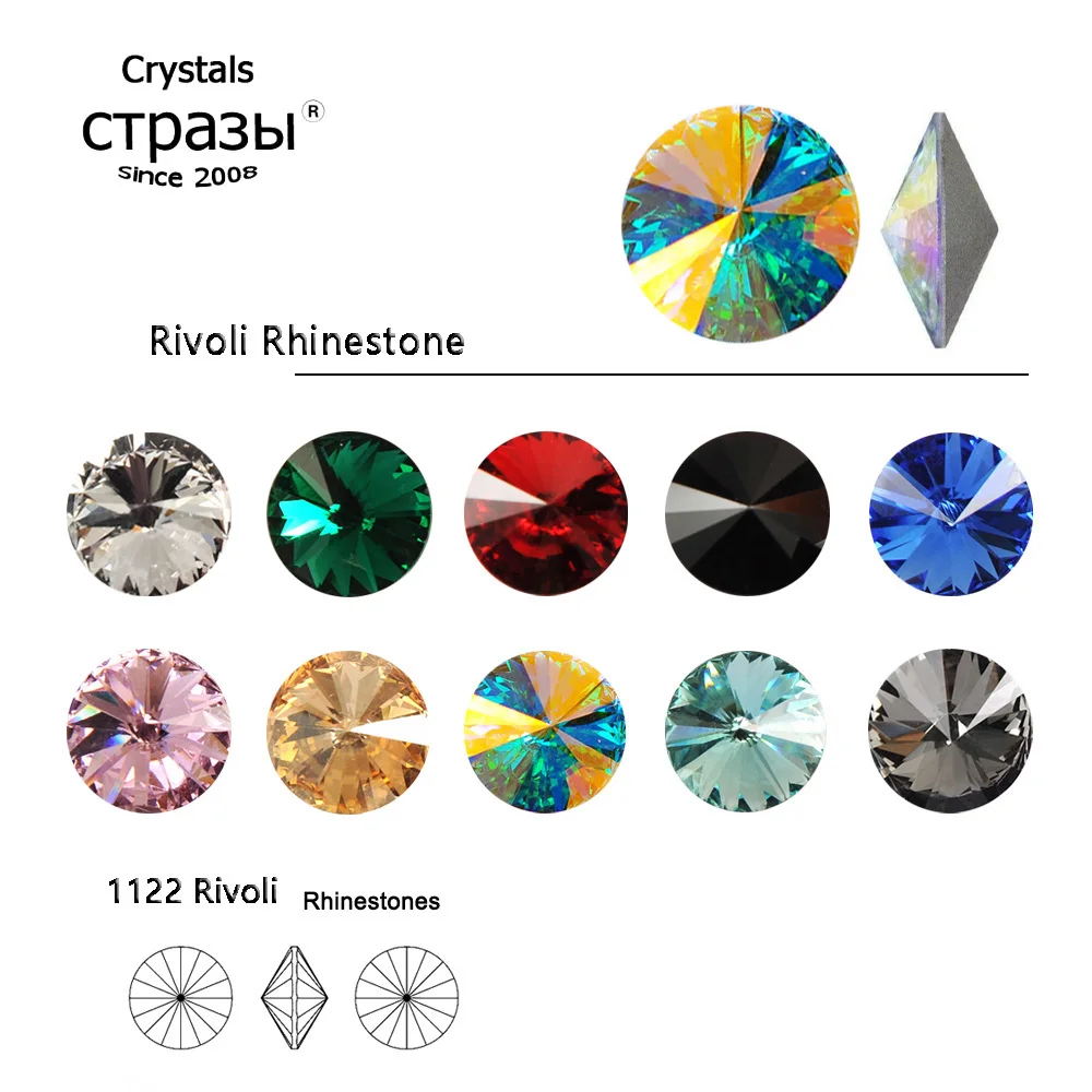 Hochwertige Rivoli-Form K9 Kristall-Strasssteine, Glitzer, Brillantschliff, spitzer Rücken, Strass für Schmuck, Kleider, Bastelarbeiten, Dekoration. – Detail 3