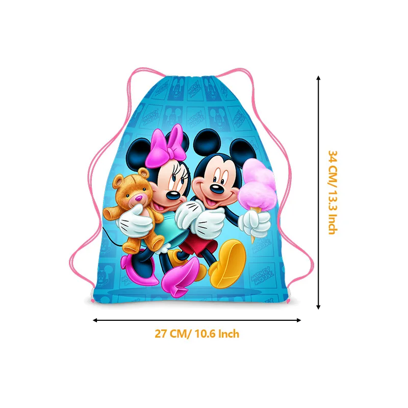 Disney Mickey Mouse Backpack Drawstring Bag Cartoon Minnie Mouse Portable Storage Bag Boys Girls Kawaii Bag Party Backpack Gift