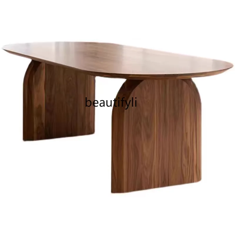 

Solid Wood Ellipse Dining Table Simple Modern Designer Creative Conference Table Light Luxury Long Table Desk furniture