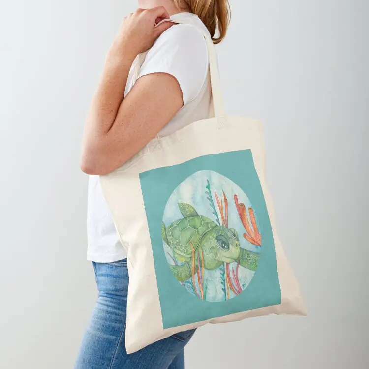 

Sea turtle in corals Tote Bag Custom bag Women's beach bags Portable shopping bag hand bags