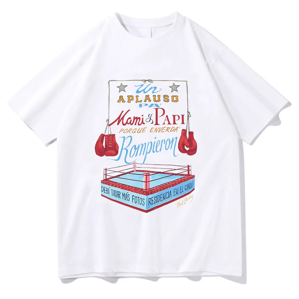 

Bad Bunny DTMF Merch Boxing Tee Men/Women Aesthetic T-Shirt Unisex High Quality Cotton Tees Funny High Quality Casual Clothing
