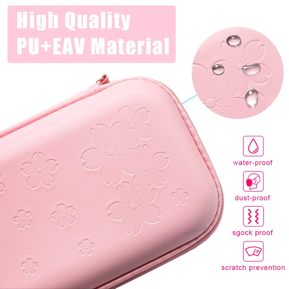 Sac de transport portable rose Sakura Flower Shell pour Nintendo Switch, OLED, PU, poudres étanches, étui, boîte de rangement, NS