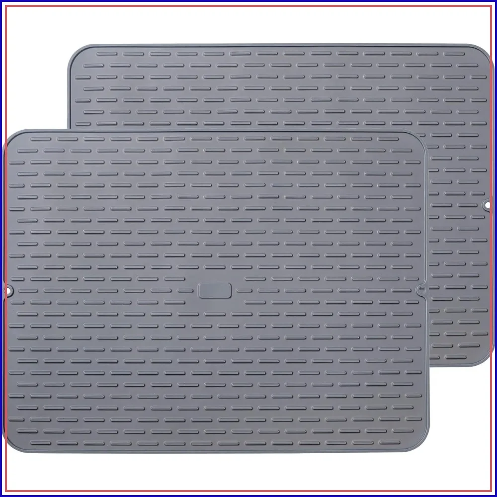

Extra Large 20x16 Silicone Dish Drying Mat - Set of 2, Heat Resistant, Flexible Kitchen Counter Protector