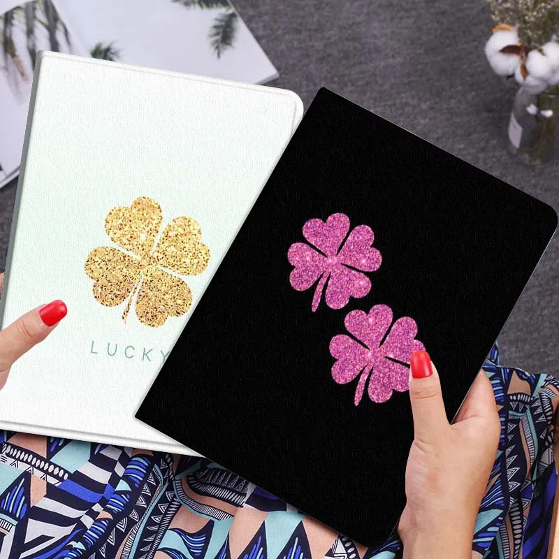 

Cartoon Pink Clover Glitter Tablet Case For Huawei Honor MatePad MediaPad Air 5 6 7 11 V6 V7 V8 V9 X9 X8 T10 T10s C5e T5 Gift