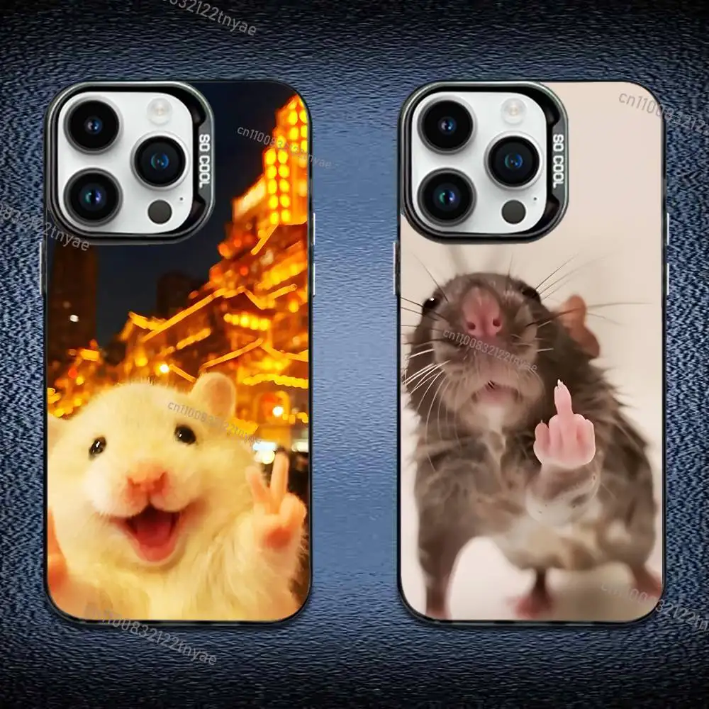 

Cute M-Mouse Rat Hamster Phone Case For iPhone 17,16,Pro,Max,e,15,14,Plus,13,12,Mini,11, Matte Colored Silver Luxury Cover