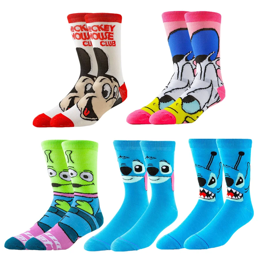 1/5Pairs Potdemiel الجدة مضحك أنيمي الجوارب الرجال النساء الكرتون الهيب هوب الشارع موضة عادية طاقم الجوارب