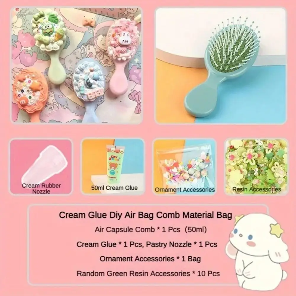 Handgemachte Simulation Creme Kleber Kamm Mehrfarbige Material Paket DIY Material Pack Set Tragbare Niedlichen Cartoon Luft Kissen Kamm