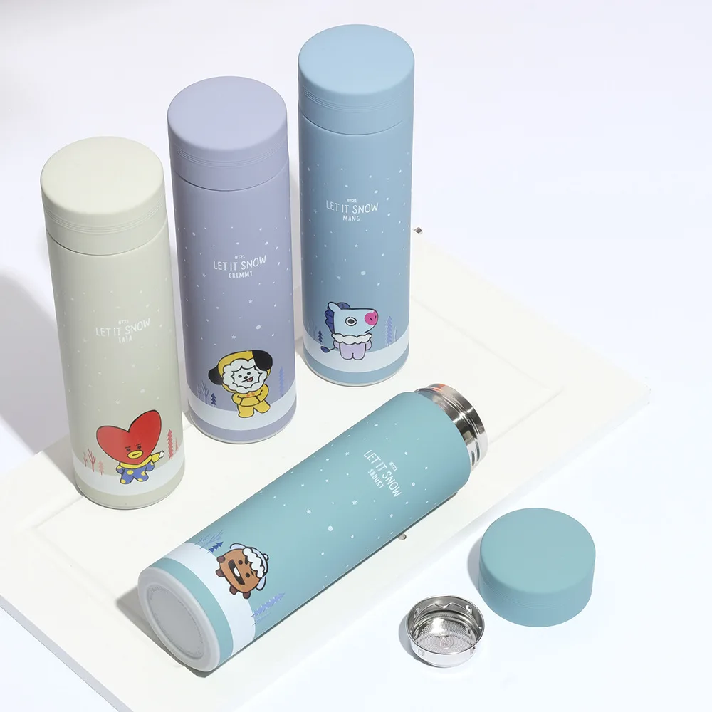 Kawaii Bt21 Stainless Steel 500ML Vacuum Insulation Cup COOKY CHIMMY Water Bottle SHOOKY MANG Thermal Iced Travel Mug Kettle