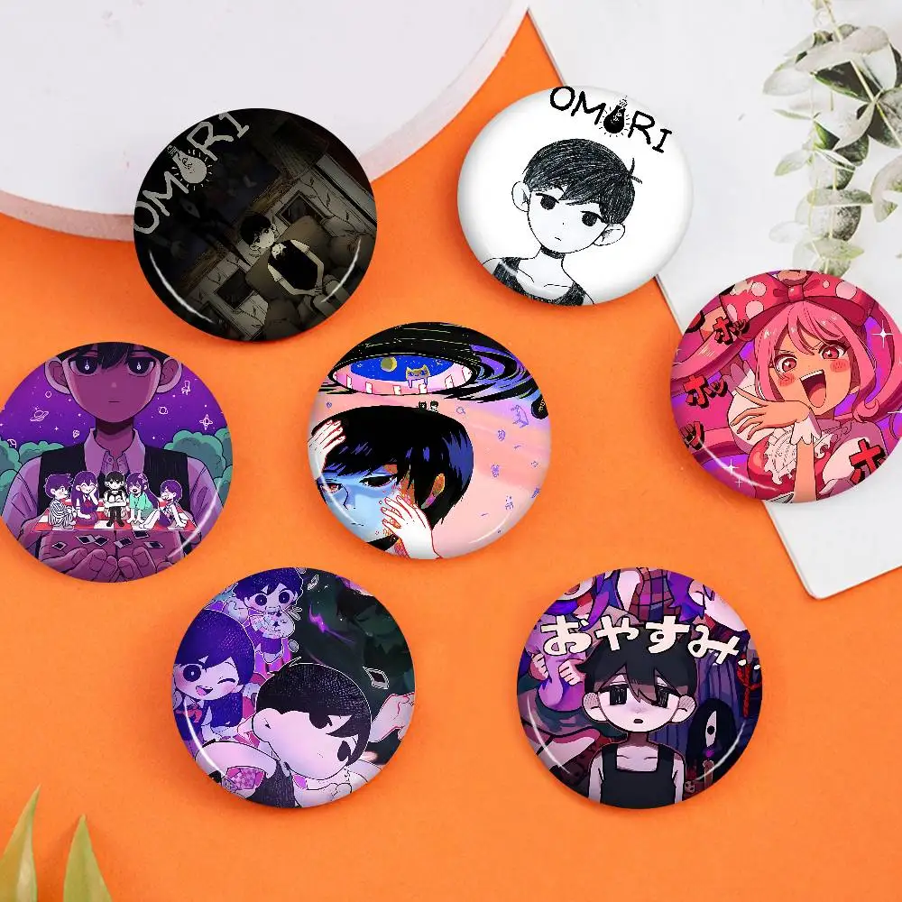 Popular Horror RPG O-Omori 32/44/58mm Round Cartoon Brooches Handmade Pins For Backpack Jewelry Accessories Gifts Creative Badge