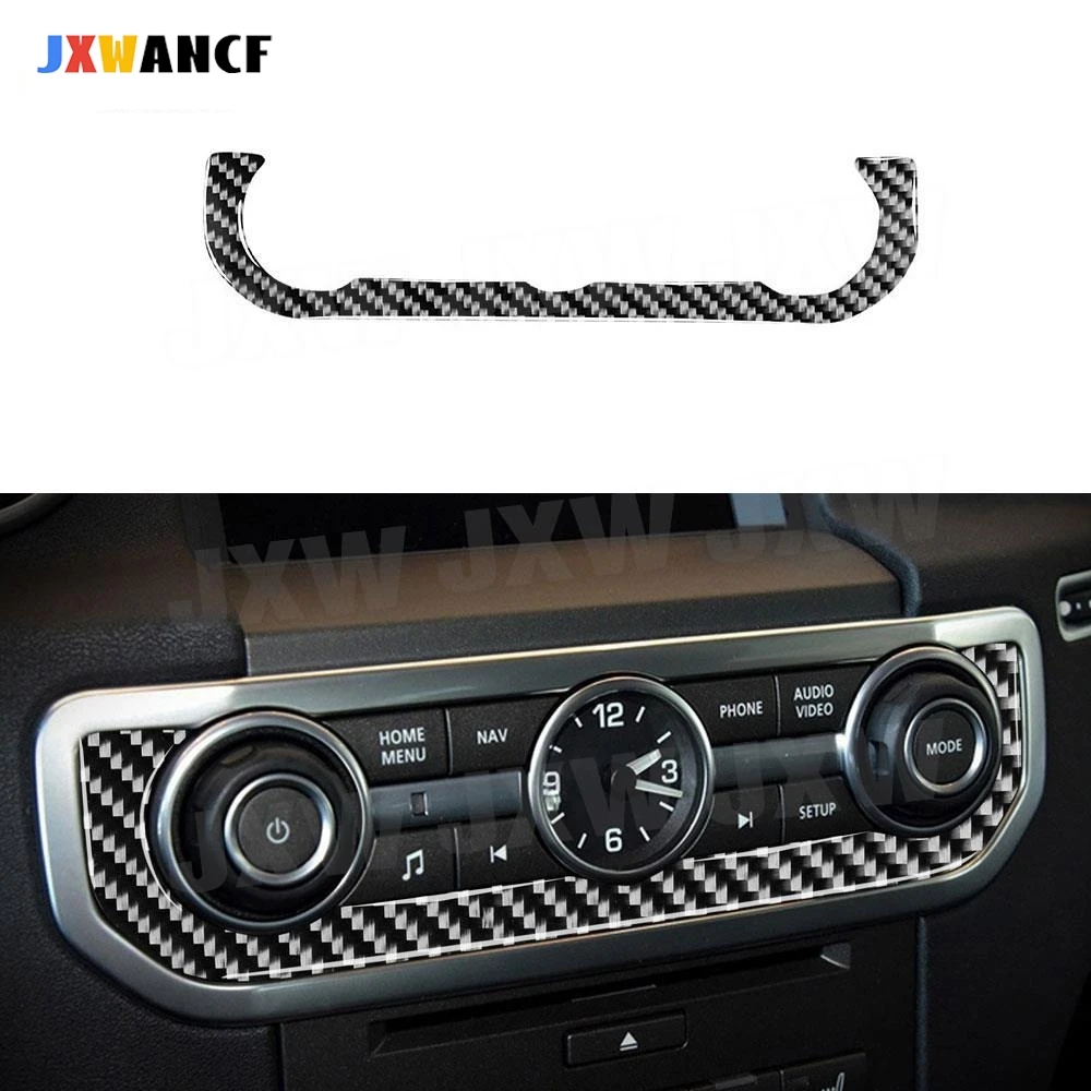 

JXWANCF Carbon Fiber Central Control Time Clock Panel Trim Frame Cover Strip Sticker For Land Rover Discovery 4 LR4 2010-2016