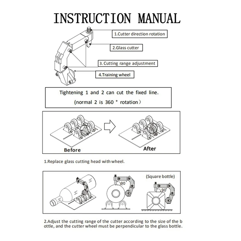 Arc Glass Bottle Cutter DIY Tool Portable Quick Glass Cutting Kit,Square & Round Bottle Cutting Machine With Accessories