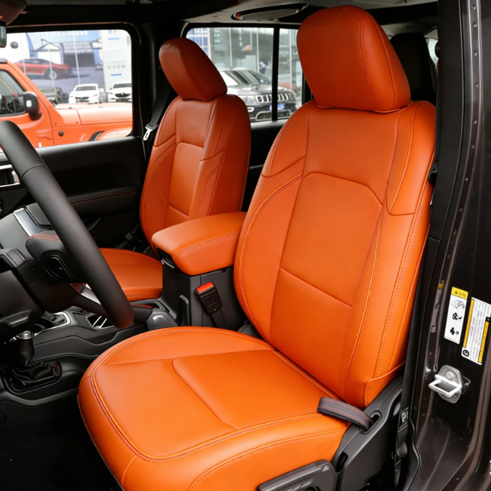 

Car Special Seat Cover For Jeep Wrangler 4 Door JL 2018 2019 2020 2021 2022 Faux Leather Seat Cushion Full Set Car Seat Covers