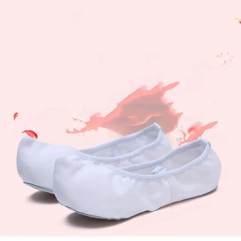 Scarpe da ballo bianche Scarpe da ballo per pratica indoor Scarpe da ballo in tela con suola in pelle bovina elastica leggera e traspirante