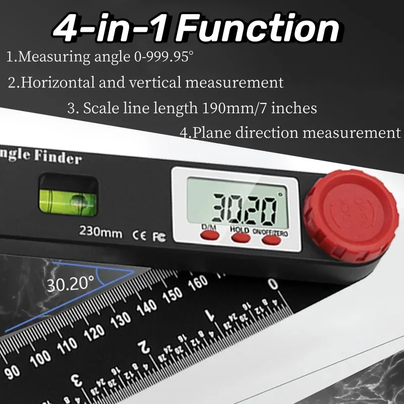 Cyfrowy miernik kątowy 4 w 1 przykładnica kątowa elektroniczny miernik narzędzi pomiarowych z prawej kątomierz 360 stopni