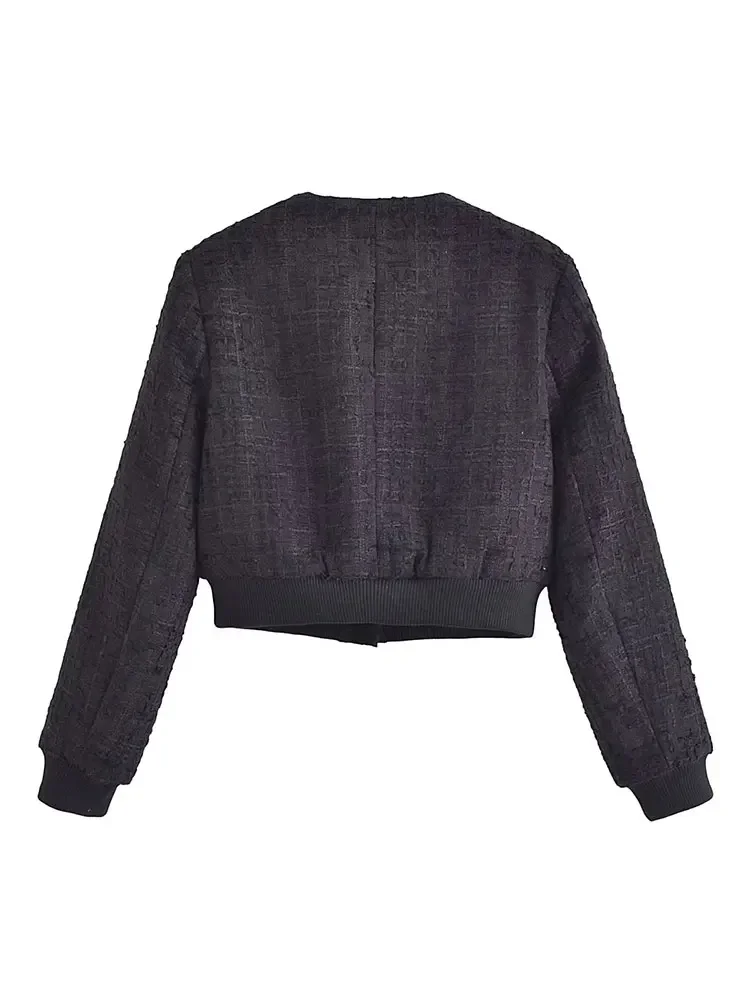 2025 Autumn Cropped Jackets for Women Tweed Jacket Woman Long Sleeve Coat Woman Streetwear Basic Women's Jacket