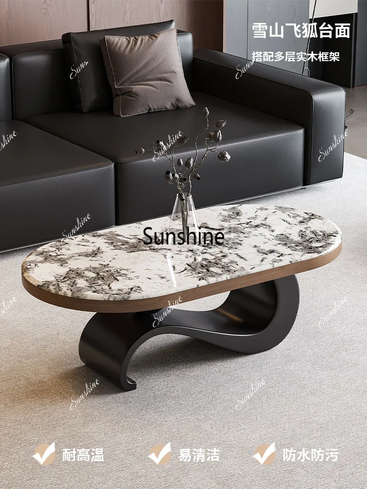 Italian creative oval living room light luxury household high-end microcrystalline stone music note tea table