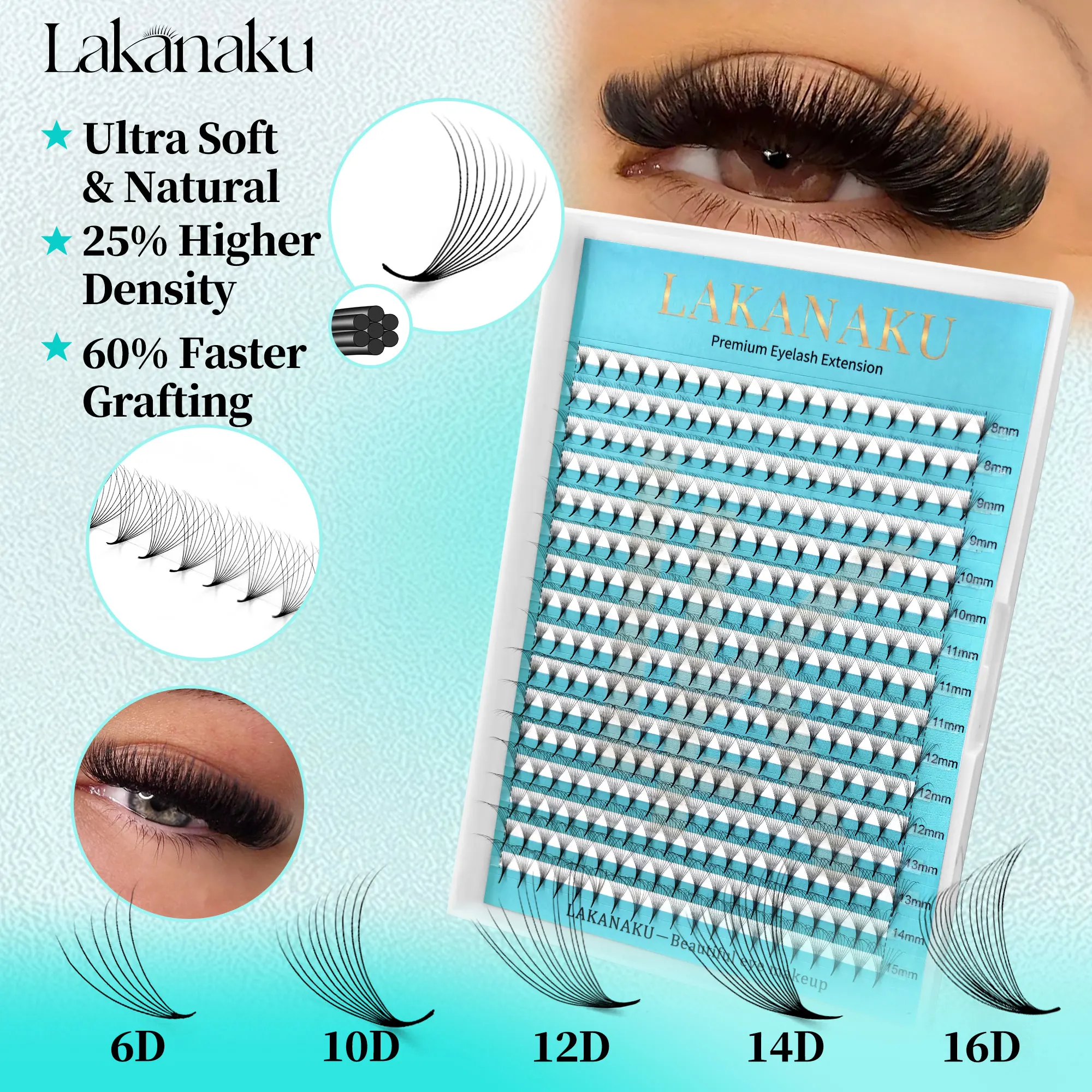 LAKANAKU Extensión de Pestañas - Eyelash Extension Korean reseña y precio