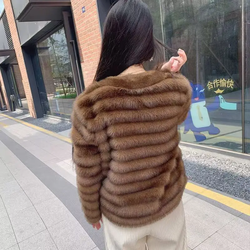 Faux Fur Coat for Women,Single Breasted Jacket,Loose Thicken Warm, High Quality,Preppy Style, Female Clothes, New ,Winter