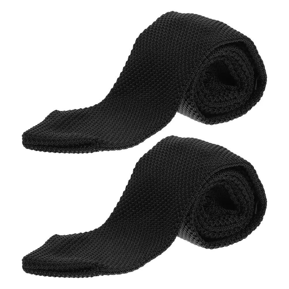 

2Pcs Ties Black Clip On Yarn Necktie Mens Kids Boys Adjustable Tie Polyester Loop Christmas Design Trendy