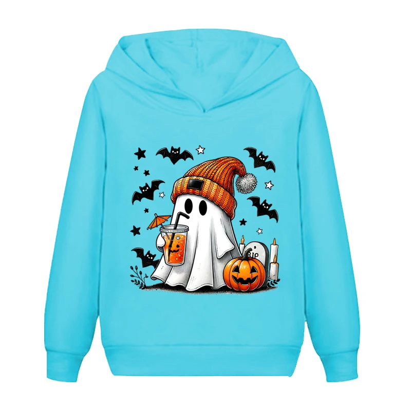 Halloween Ghost Pumpkin Bat Hoodies Autumn Winter Casual Sweatshirt Children Boys Girls Cool Halloween Hooded Hoodies