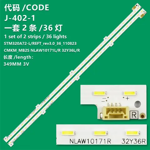 LED 백라이트 스트립, TX-L32EW5 TH-L32X50C STM320A72 TV에 적합, CMKM_SB2S, NLAW10171L, NLAW10171R, 32Y36L, 32Y36R, 36 개 조명