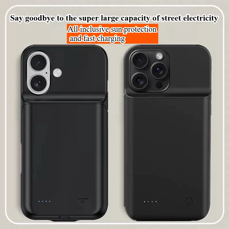 

10000mAh Battery Charger Case For iPhone 16 Pro Max XR XS Max Mini Portable Power Bank Charging Cover Back Clip Battery