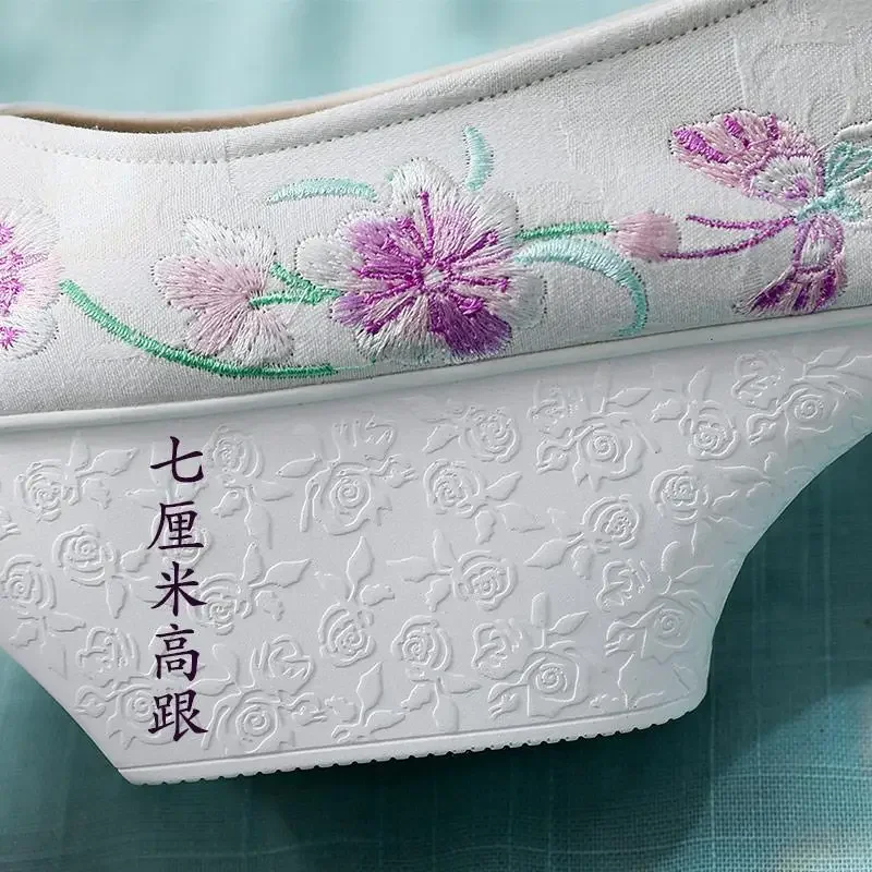 Zapatos con suela de maceta, zapatos de ópera del palacio Imperial de la antigua dinastía Qing, zapatos con bandera Qing, accesorios de disfraz antiguos de Zhen Huan