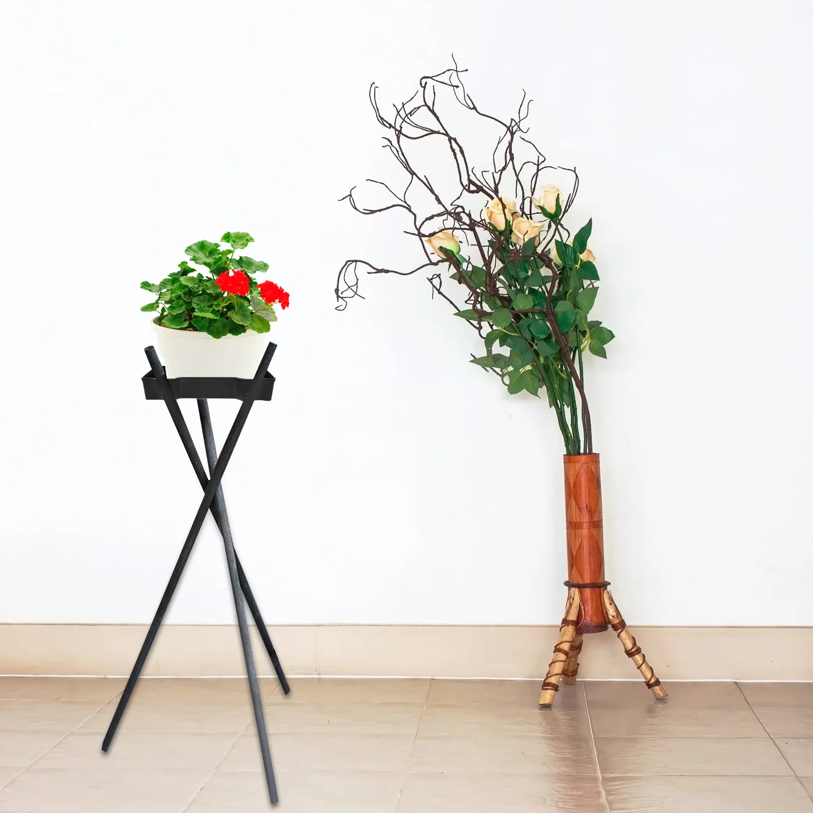 

2Pcs Opening Flower Basket Tripod Plant Saucer Drip Tray for Indoor Plants Pot Business Decor Gardening Accessories
