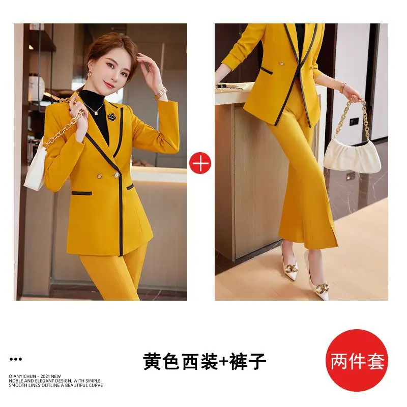 Yellow Autumn Suit Jacket for Women2023Fall/Winter Hot-Selling Suit Fashion Short Advanced Sense Professional Top