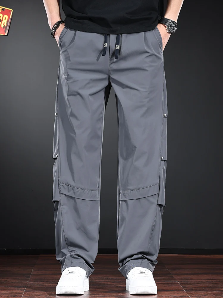 

American Sle Outdoor Functional Men's Hiking Trousers Lightweight Ice Silk Qui Dry Straight Leg Workwear Casual Pants